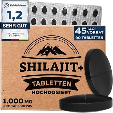 Mumijo Shilajit Tabletten Hochdosiert – 45.000 mg | 90 Tabletten | Reines Shilajit Original Mumijo Reich an 82% Fulvinsäure | Handgefertigt