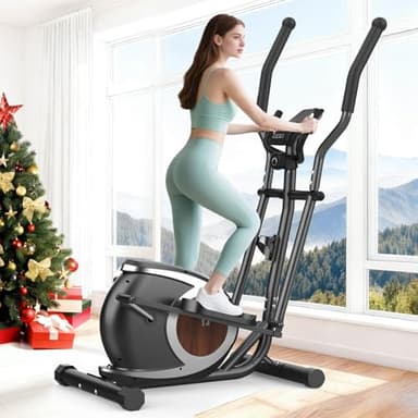 Crosstrainer, Crosstrainer für Zuhause mit 16 Widerstandsstufen, 6KG Schwungrad, LCD-Monitor, rutschfeste Pedale, Flaschenhalter, Ultraleiser Magnetischer Ellipsentrainer für Fitnessübungen