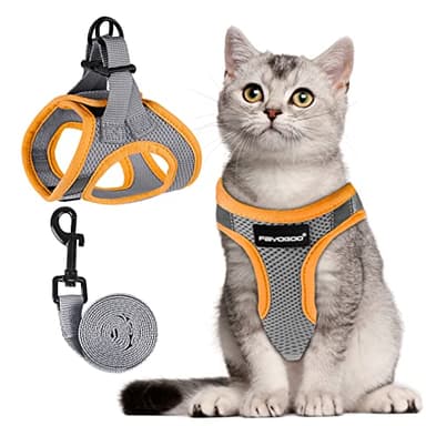 FAYOGOO Katzengeschirr mit Leine Set Ausbruchsicher Reflektor Gepolstert Weich Cat Harness für Kitten Baby Katzen Geschirre Halsbänder & Leinen für Katzen
