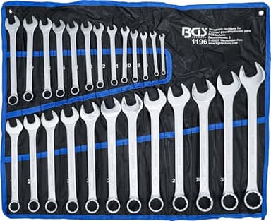 BGS 1196 | Maul-Ringschlüssel-Satz | 25-tlg. | SW 6 - 32 mm | inkl. Tetron-Rolltasche | Gabelringschlüssel