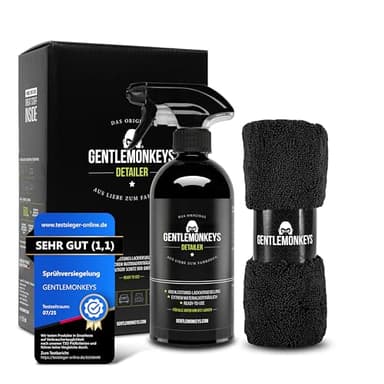 GENTLEMONKEYS Detailer Auto (500ml) inkl. Mikrofasertuch • Lackversiegelung, Motorrad & Fahrrad • Profi-Sprühversiegelung für Glanz & Schutz • Detailing Lackschutz • Für alle Lacke geeignet