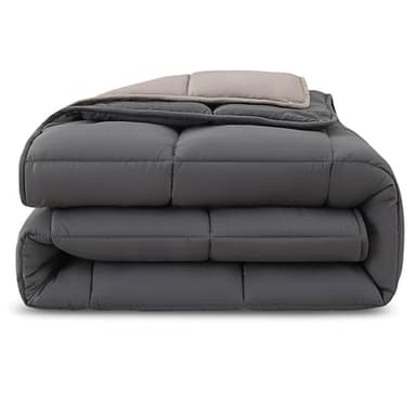 wometo 4-Jahreszeiten Steppbett Wende-Design ca. 135x200 cm (2 Bettdecken, 3-in-1) – grau & hellgrau – warme Winterdecke + leichte Sommerdecke I ohne extra Bezug verwendbar I Oeko-TEX geprüft