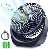SHAVINGFUN Tischventilator,Mini Ventilator,USB Ventilator,Tisch Ventilator 4000mAh Wiederaufladbare Batterie,5 Geschwindigkeitsstufen,360 Drehbare Einstellbare für Schlafzimmer Büro Ventilator Leise