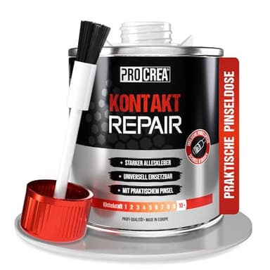 PROCREA® Kontaktkleber "Kontakt Repair" [inkl. Pinseldose] Extra starker & wasserfester Schuhkleber, Sohlenkleber, Planenkleber, Lederkleber, Gummikleber, Filzkleber, Metallkleber - Profi-Qualität