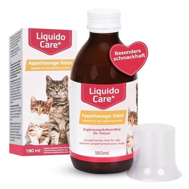 Liquidocare Appetitanreger Katze 180 ml – Hochkalorisches Tonikum mit Vitaminen & Taurin – Für schlecht fressende Katzen, leicht verdaulich & schmackhaft – Ergänzungsfuttermittel