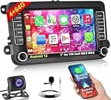 4+64 Android 13 Autoradio für VW Golf Passat Jetta MK5 MK6 RCD330, 7 Zoll IPS Touchscreen Autoradio mit kabellosem Carplay/Android Auto, GPS, WLAN, Bluetooth, unterstützt OBD2/DVR/DPS