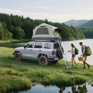 Aufblasbares Dachzelt Auto für SUV - 30kg Ultraleicht, 15cm Drop-Stitch Boden, Wasserdicht 300D. Inkl. Leiter & Pumpe (Grün/Schwarz, 2-3 Personen)