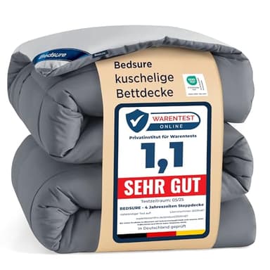 BEDSURE Bettdecke 135x200 Ganzjahresdecke Steppdecke - Bettdecke Ohne Bezug 135x200cm 300GSM - 4 Jahreszeiten Bettdecken Wende Grau/Hellgrau, Weiche Warm Duvet Schlafdecke für Allergiker