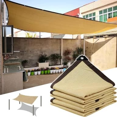 Sonnensegel, für Pflanzen, 85 % UV-Schutz, rechteckig, mit Ösen, atmungsaktiv, 4 x 6 m, für den Außenbereich, Beige