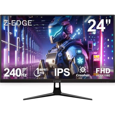 Z-Edge 24 Zoll 240Hz Gaming Monitor 1ms MPRT Full HD IPS Panel, 350cd/m² Helligkeit, HDR10, FreeSync, HDMI & DisplayPort, VESA Kompatibel - Schwarz