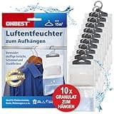 ONBEST Großes 10x Luftentfeuchter Set zum Aufhängen – Effektive Luftentfeuchter mit 500 ml Beutel – Granulat Entfeuchter gegen Feuchtigkeit, Schimmel & Gerüche – Raumentfeuchter ohne Strom