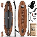 TIGERXBANG SUP-Board, Stand-Up-Paddling-Board | 10'8" 330 x 86 x 15 cm | mit Premium-Komplett-Aufblas-SUP-Zubehör, extra breite Paddleboards für Erwachsene und Kinder-Pandora-Indisches Schwarz
