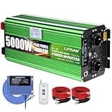 LVYUAN 5000W/10000W Wechselrichter 12V 230V Reiner Sinus Spannungswandler mit drahtloser Fernbedienung und LCD Kabelfernbedienung, für Wohnmobile, LKWs, Boote, Camping, Notstromversorgung