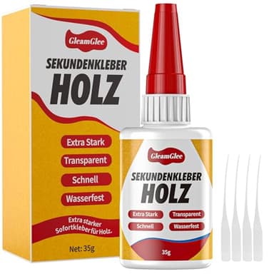 Superkleber für Holz – Extra starker, transparenter & wasserfester Holzkleber für Möbelreparatur, Bastelarbeiten & DIY – Schnell trocknender Kleber für Holz, Metall, Kunststoff & mehr