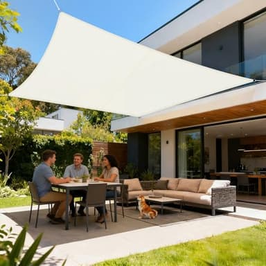 LOVE STORY Sonnensegel 4x6m Wasserdicht Rechteckig Cremeweiß Sonnenschutz Windschutz Segel PES Polyester,95% UV-Schutz für Außenbereich, Terrasse, Balkon, Garten