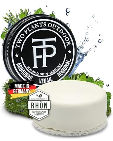 Biologisch abbaubare Camping Seife 2-in-1 | Outdoor Spül- & Waschmittel im Seifenstück mit Box | Für Reisen, Trekking & kaltes Wasser | Vegan & handgemacht | TWO PLANTS