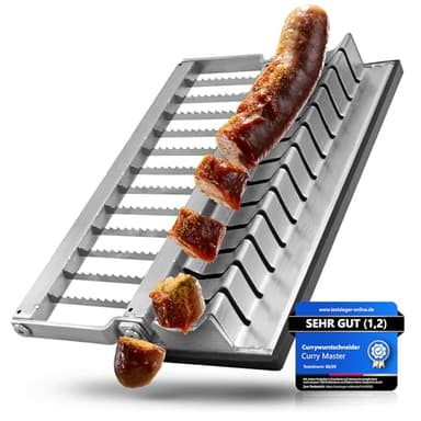 Curry Master Edelstahl Currywurstschneider manuell – Wurstschneider für perfekte Currywurst & Bratwurst | Ultrascharfe Klingen & Einfache Reinigung | Küchenhelfer & Grillzubehör für Männer & Frauen