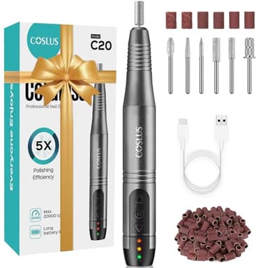 COSLUS Kabellos Tragbar Nagelfräser Elektrische Nagelfräser, 11 in 1 Profi Maniküre und Pediküreset, Nagelfeile für Gelnägel und Acrylnägel, Nagelformen, Entfernen von Hornhaut