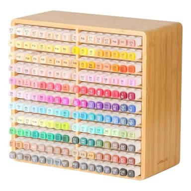 walowalo Marker-Organizer, Für 176 Marker, Marker-Halter Aus Bambus, Künstlerbedarf-Bleistift-Aufbewahrungs-Organizer Mit 22 Fächern, All-in-One-Marker-Aufbewahrung Stifte Organizer