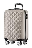 BEIBYE Zwillingsrollen 2066 Hartschale Trolley Koffer Reisekoffer Gepäck M-L-XL-Set (Champagner, M)