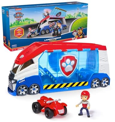 Spin Master PAW Patrol - Launch'n Rescue Patroller, Teamfahrzeug 55,8 cm, mit Ryder-Figur und Quad-Basisfahrzeug, Doppel-Startkatapult und Geräuscheffekte, Platz für 6 Fahrzeuge, ab 3 Jahren