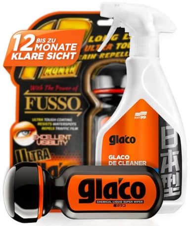 Glasversiegelung Set: Soft99 Ultra Glaco (70ml) Scheibenversiegelung Auto + Soft99 Glaco De Cleaner (500ml) Glasreiniger - Regenabweiser mit Abperleffekt für verbesserte Sicht bei Regen | 2-teilig