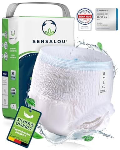 Sensalou Inkontinenz-Windel-Höschen Größe S - Testpaket 2 Stück für Jugendliche und junge Erwachsene - Saugstarke Windeln Pants - Schutz-Hosen Frauen Männer Tag Nacht