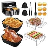Heißluftfritteusen Zubehör für Russell Hobbs Heißluftfritteuse 2 Kammern 9L, Silikonform Zubehör für Russell Hobbs Heißluftfritteuse, BPA-frei, Wiederverwendbar, Air Fryer Silikon Backform Einsatz
