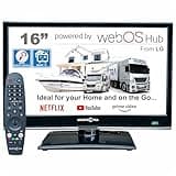 Unispectra® 16“ Smart TV (webOS) Full HD 230V 24V Triple Tuner: Sat, Antenne, Kabel TV, 3xHDMI, 2xUSB, Magic Remote. 12V Fernseher für Wohnmobile, Wohnwagen, LKWs, Lieferwagen, Boote