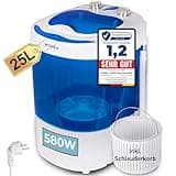 Mini Waschmaschine 25 Liter, 580 Watt und Schleuderfunktion, kleine Waschmaschine bis 3 kg Wäsche, Reise-Waschmaschine, Mini-Waschmaschine Camping, Mobile Single Reisewaschmaschine mit Wäscheschleuder