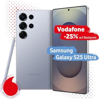 Samsung Galaxy S25 Ultra mit Vodafone Vertrag | Aktion: 25% Basispreis-Rabatt | 24 Mon. Laufzeit | in Titanium Silverblue | mit 256 GB Speicher