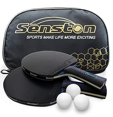 Senston Tischtennis Schläger Set, Profi 2 Tischtennisschläger und 3 Tischtennis-Bälle, Ideal für 2 Spieler