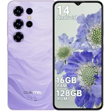 OUKITEL C2 Smartphone Ohne Vertrag - 16GB+128GB /1TB Handy Günstig Android 14, 6.52 Zoll Handy Ohne Vertrag, 5000mAh Akku Simlockfreie Handys, 13MP+5MP, Dual SIM 4G Face ID/OTG/GPS/3.5mm Jack, Violett