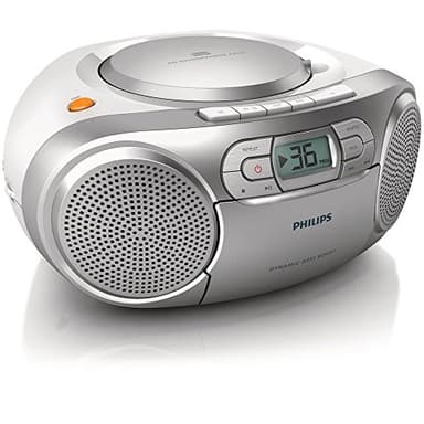 Philips AZ127/12 CD-Soundmachine, CD-Player Tragbar (UKW-Radio, CD, Kassettendeck, Dynamic Bass Boost, Audioeingang) Silber
