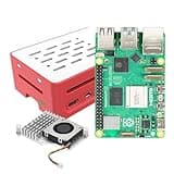 iRasptek Raspberry Pi 5 8GB RAM mit Rote und weiße Gehäuse und aktivem Kühler