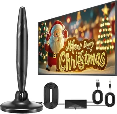 DVB-T/T2 Antenne mit Verstärker,Zimmerantenne für Fernseher,TV-Antenne mit hochverstärktem Magnetfuß,über 560 Meilen Reichweite und 360°-Empfang, Unterstützt 4K/1080P HD-Kanäle.
