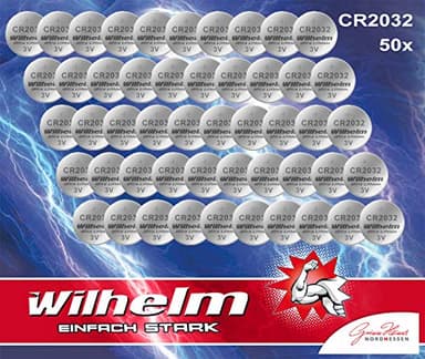 50 x Knopfzelle CR2032 Wilhelm Batterie Lithium 3V CR 2032 Industrieware