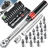 Monzana® Drehmomentschlüssel Fahrrad 18 tlg. Set 1/4 Zoll 1-25 NM ±3% CV-Stahl Verlängerung Transportbox Hochwertiges Bitset Werkzeug Motorrad