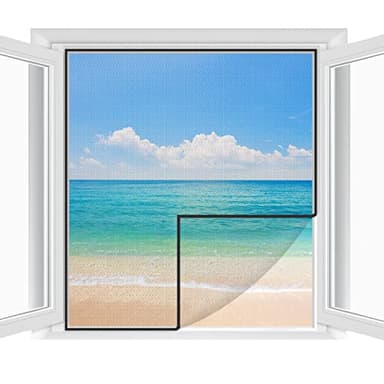 Fliegengitter Fenster 2-er Set 250 * 150cm | Zuschneidbar ohne Bohren Klebmontage | Insektenschutz Fenster Fliegenvorhang Moskitonetz, Weiß