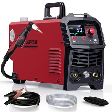 ARCCAPTAIN Plasmaschneider: [Große LED-Anzeige] 50 Ampere Plasmaschneider mit IGBT Max. Schneiden 20 mm mit Postflow und 2T/4T