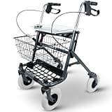 ISICARE Rollator, leicht und ergonomisch, Gehhilfe mit höhenverstellbaren Griffen, extra breiten Reifen, Stabilität auf allen Untergründen, nur 8 Kg, Stockhalter und geräumiger Korb, Innen und Draußen