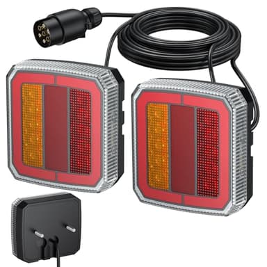 AUTOUTLET LED Anhänger Rückleuchten, 12-30V 40 LED Universal Rückleuchten Set Anhänger mit 7,35M Kabel, 7-polig PKW LKW Beleuchtung Wasserdichte IP65 & E57 E9 Mark für Caravan Vans - Schraube-Montage