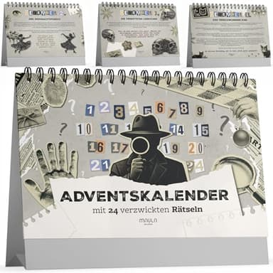 Krimi Rätsel Adventskalender 2025 – Tischkalender mit 24 spannenden Text-Rätseln – Escape & Detektiv Spiel im Advent – täglicher Knobelspaß für Erwachsene, Jugendliche & die ganze Familie