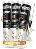 PROCREA® 3x Montagekleber "Montage 80" [Extra stark bis 100 kg/qm] Schnellhärtender weißer Baukleber für Styropor, Akustikpaneele, Sockelleisten, Holz, Stein, Fliesen uvm. - schleif- & überstreichbar
