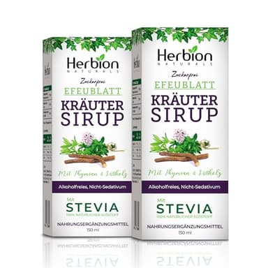 Herbion Naturals Efeublatt Hustensirup mit Thymian und Süßholz, 5 FL Oz - beruhigt die Kehle, alkoholfrei, zuckerfrei mit Stevia Packung von 2