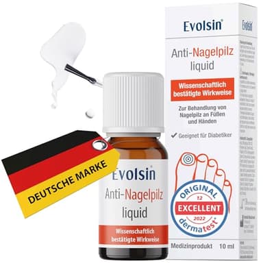 Evolsin® Anti-Nagelpilz Liquid I Wissenschaftlich bestätigte Wirkweise I Geeignet für Diabetiker I Medizinprodukt I Nagelpilz Nagellack für Füsse und Hände I Nagelhärter