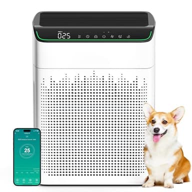 MERONTE Luftreiniger Allergiker für Wohnung Raucherzimmer, Air purifier, CADR 340m³/h für 157㎡ Raucherzimmer, PM 2,5 Luftqualitätsmonitor, WiFi- und Alexa-kompatibel, 1 Packung + 4 Modi