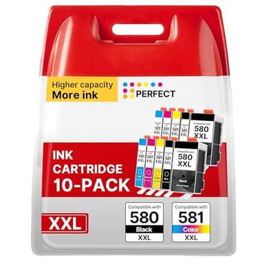 Washope PGI-580 CLI-581XXL Druckerpatronen Kompatibel für Canon 580 581 Patronen Multipack für Canon Pixma TS705 TR8550 TS6150 TR7550 TS6250 TR8500 TS8251 TS6350 (10er-Pack)