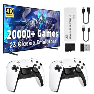 Retro Konsole Spielkonsole Game Stick Retrolink, 20,000+ Spiele mit 2 Gamepads Plug & Play Game Stick HDMI für TV, Geschenk für Familien & Erwachsene Spiele (64G-UP)