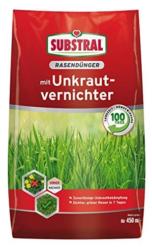 Substral Rasendünger mit Unkrautvernichter, 9kg für 450qm - 2in1: Unkrautvernichtung + Düngung, 100 Tage Langzeitwirkung